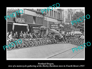 OLD LARGE HISTORIC PHOTO OF PORTLAND OREGON, THE HARLEY DAVIDSON STORE c1915