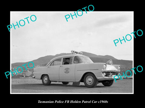 OLD LARGE HISTORIC PHOTO OF TASMANIAN POLICE FB HOLDEN PATROL CARS c1960s