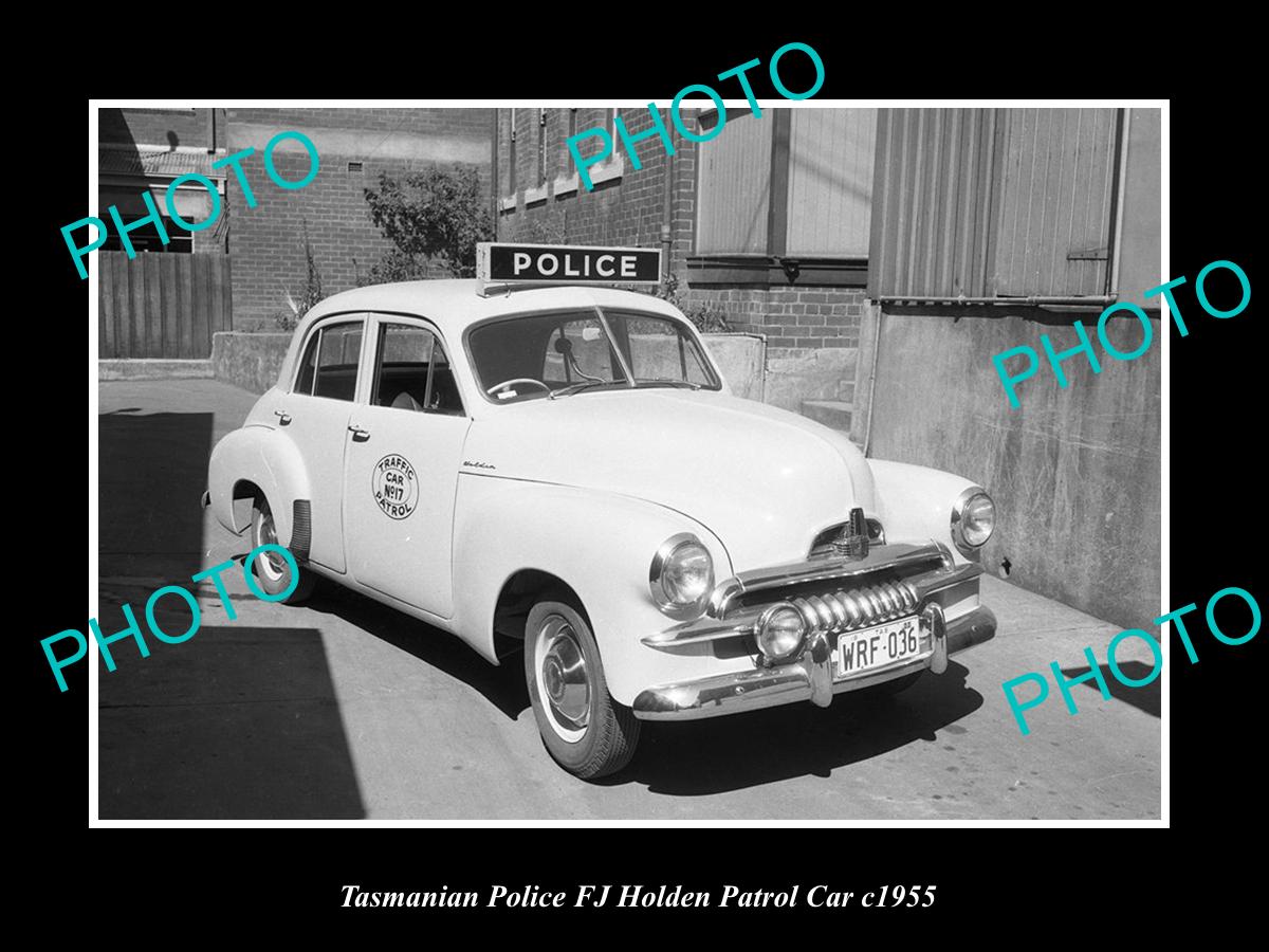 OLD LARGE HISTORIC PHOTO OF TASMANIAN POLICE FJ HOLDEN PATROL CARS c1955