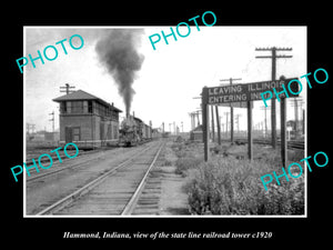 OLD LARGE HISTORIC PHOTO OF HAMMOND INDIANA, THE RAILROAD DEPOT STATION c1920