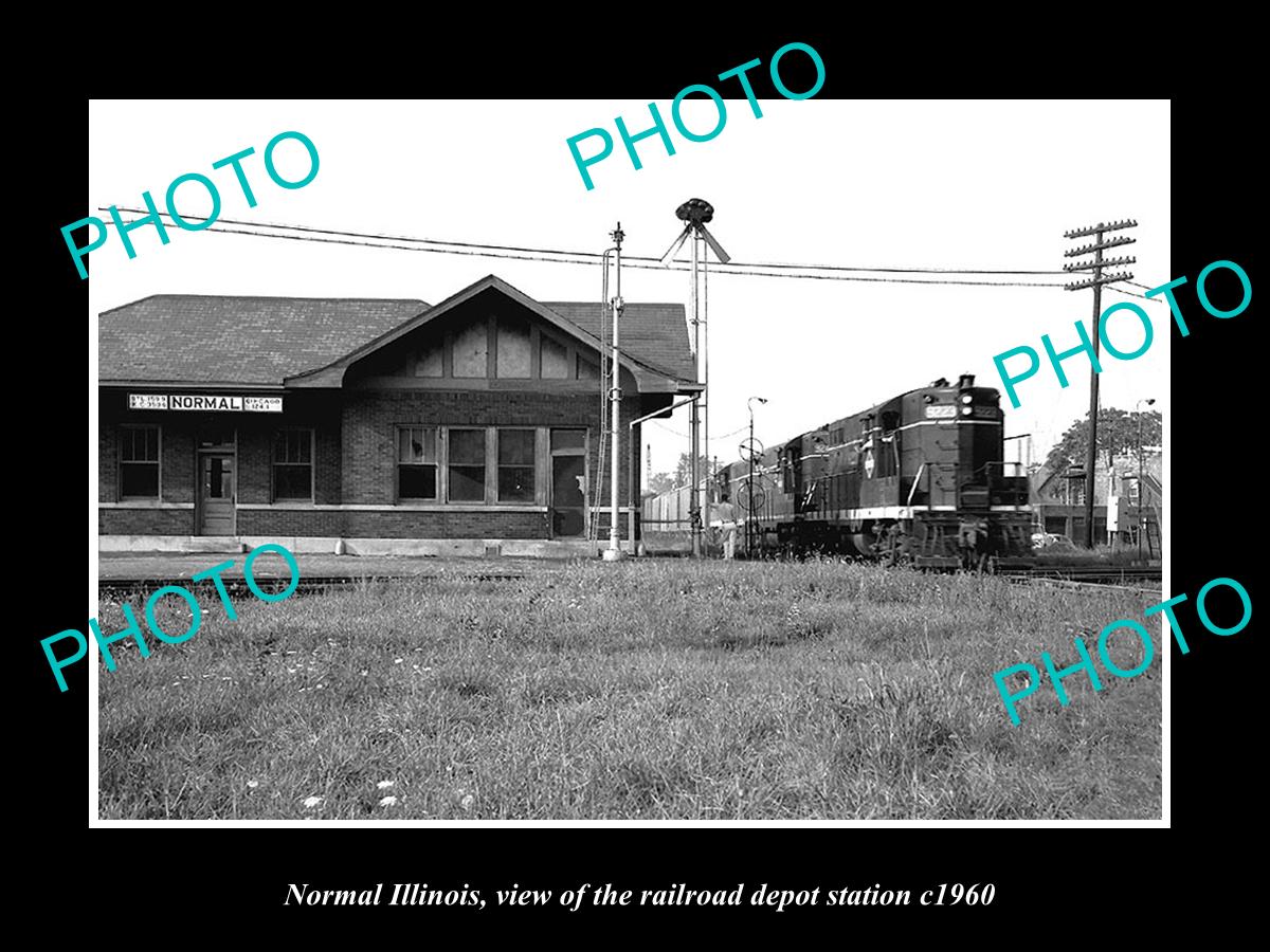 OLD LARGE HISTORIC PHOTO OF NORMAL ILLINOIS, THE RAILROAD DEPOT STATION c1960