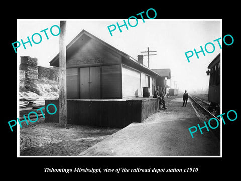 OLD LARGE HISTORIC PHOTO OF TISHOMINGO MISSISSIPPI, THE RAILROAD STATION c1910