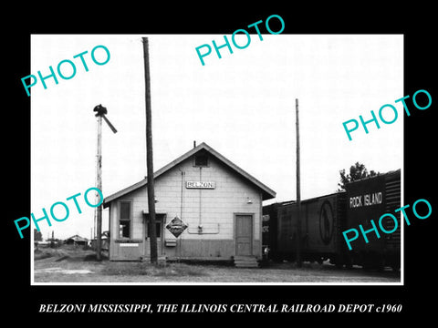 OLD LARGE HISTORIC PHOTO OF BELZONI MISSISSIPPI, RAILROAD DEPOT STATION c1960