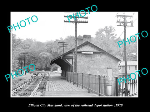 OLD LARGE HISTORIC PHOTO OF ELLICOTT CITY MARYLAND, THE RAILROAD STATION c1970