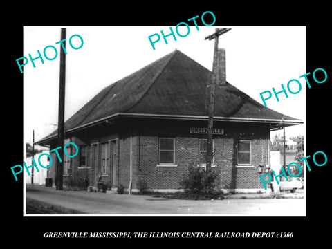 OLD LARGE HISTORIC PHOTO OF GREENVILLE MISSISSIPPI, RAILROAD DEPOT STATION c1960