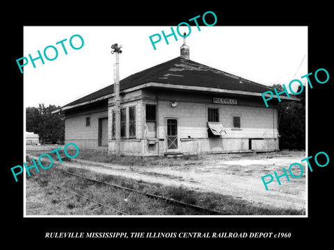 OLD LARGE HISTORIC PHOTO OF RULEVILLE MISSISSIPPI, RAILROAD DEPOT STATION c1960