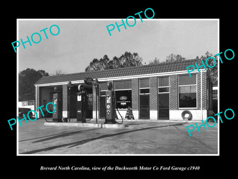 OLD LARGE HISTORIC PHOTO OF BREVARD NORTH CAROLINA, THE FORD MOTOR GARAGE c1940