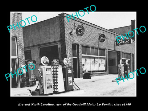 OLD LARGE HISTORIC PHOTO OF BREVARD NORTH CAROLINA, THE PONTIAC CAR STORE c1940