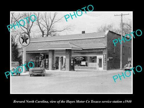 OLD LARGE HISTORIC PHOTO OF BREVARD NORTH CAROLINA, THE TEXACO GAS STATION c1940