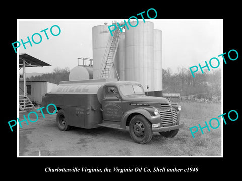 OLD HISTORIC PHOTO OF CHARLOTTESVILLE VIRGINIA, THE OIL Co SHELL TANKER c1940