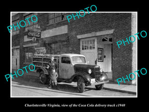 OLD LARGE HISTORIC PHOTO OF CHARLOTTESVILLE VIRGINIA, THE COCA COLA TRUCK c1940