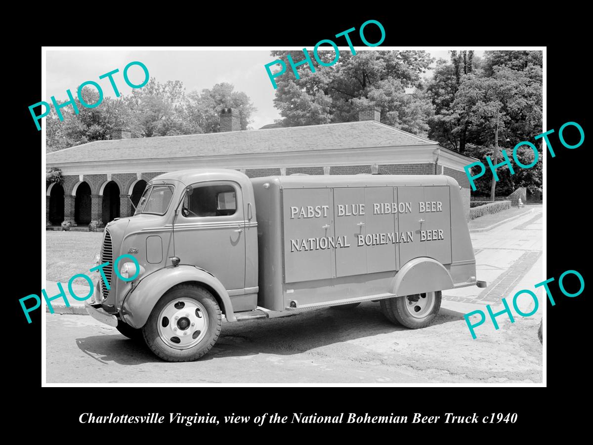 OLD LARGE HISTORIC PHOTO OF CHARLOTTESVILLE VIRGINIA, THE PABST BEER TRUCK c1940