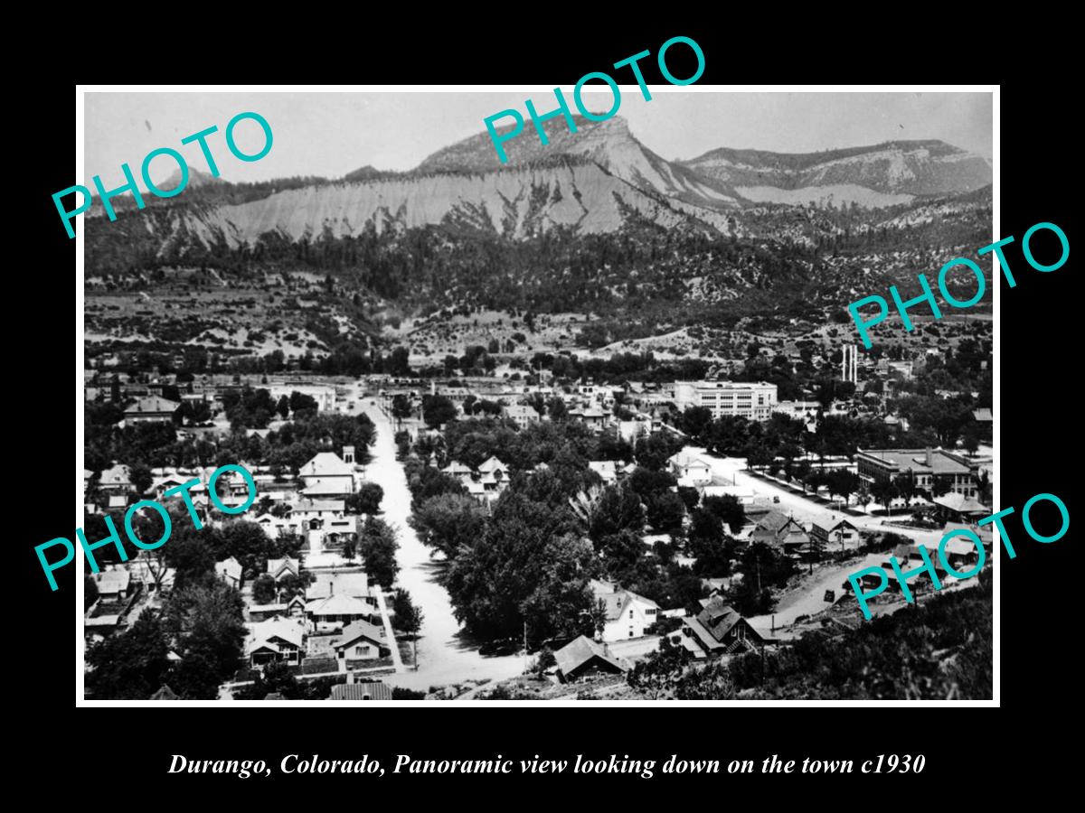 OLD LARGE HISTORIC PHOTO OF DURANGO COLORADO, VIEW OF THE TOWN c1930