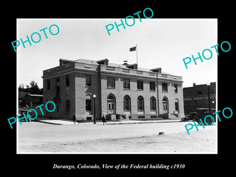 OLD LARGE HISTORIC PHOTO OF DURANGO COLORADO, VIEW OF THE FEDERAL BUILDING c1930