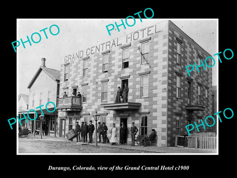 OLD LARGE HISTORIC PHOTO OF DURANGO COLORADO, THE GRAND CENTRAL HOTEL c1900