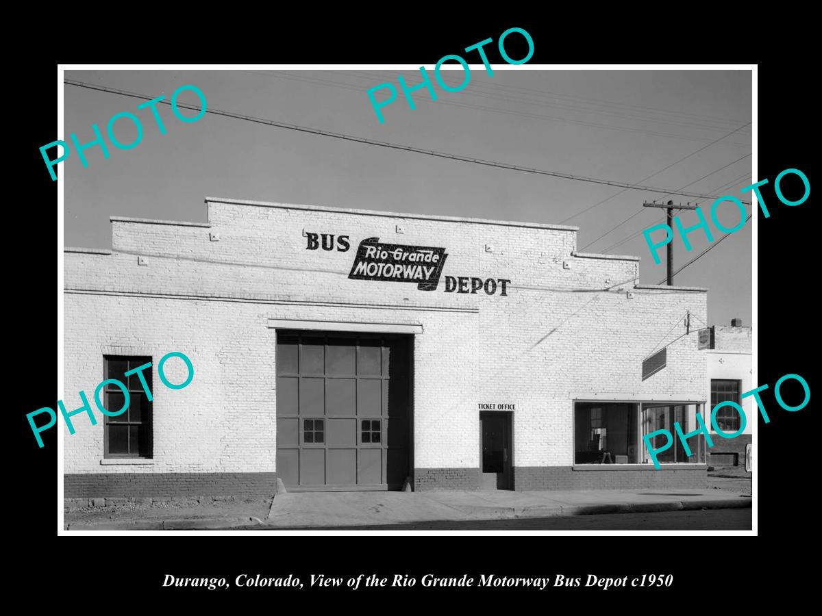 OLD LARGE HISTORIC PHOTO OF DURANGO COLORADO, THE RIO GRANDE BUS DEPOT c1950