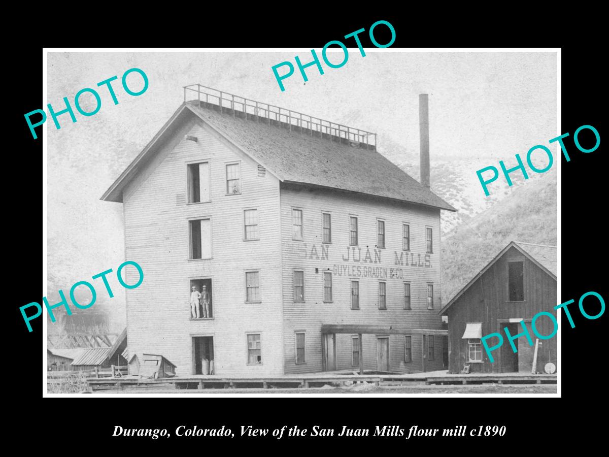 OLD LARGE HISTORIC PHOTO OF DURANGO COLORADO, THE SAN JUAN FLOUR MILL c1890