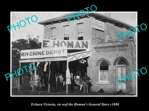 OLD LARGE HISTORIC PHOTO OF ECHUCA VICTORIA, VIEW OF HOMANS GENERAL STORE c1880