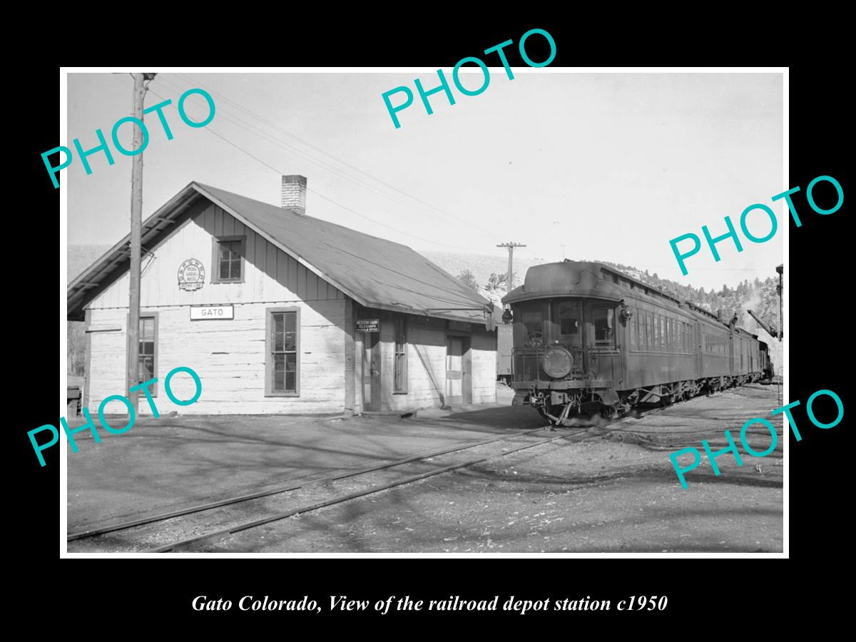 OLD LARGE HISTORIC PHOTO OF GATO COLORADO, THE RAILROAD DEPOT STATION c1950