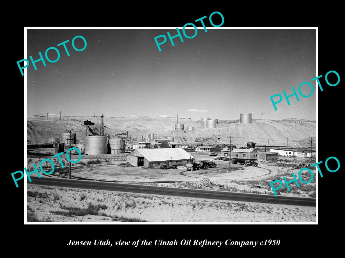 OLD LARGE HISTORIC PHOTO OF JENSEN UTAH, THE UINTAH OIL Co PLANT c1950