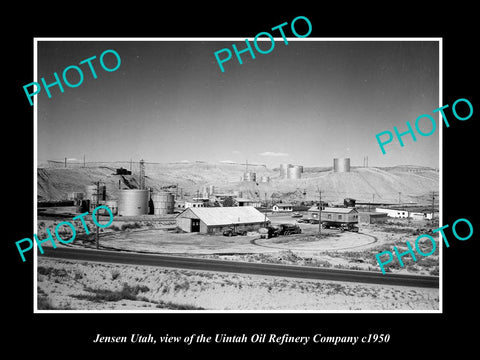 OLD LARGE HISTORIC PHOTO OF JENSEN UTAH, THE UINTAH OIL Co PLANT c1950