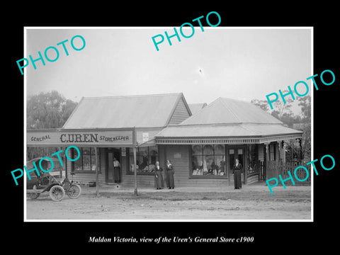 OLD LARGE HISTORIC PHOTO OF MALDON VICTORIA, THE URENS GENERAL STORE c1900