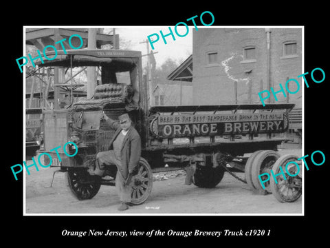 OLD LARGE HISTORIC PHOTO OF ORANGE NEW JERSEY, THE ORANGE BREWERY TRUCK c1920 2