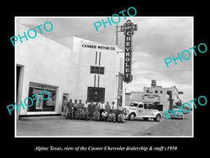 OLD LARGE HISTORIC PHOTO OF ALPINE TEXAS, THE CHEVROLET CAR DEALERSHIP c1950