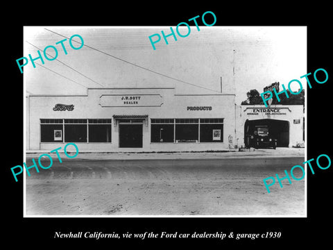 OLD LARGE HISTORIC PHOTO OF NEWHALL CALIFORNIA, THE FORD CAR DEALERSHIP c1930