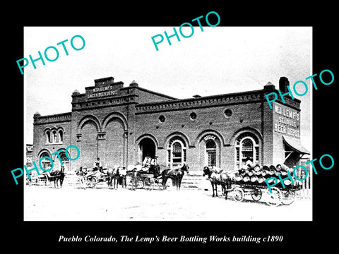 OLD LARGE HISTORIC PHOTO OF PUEBLO COLORADO, THE LEMP BEER BOTTLING DEPOT c1890