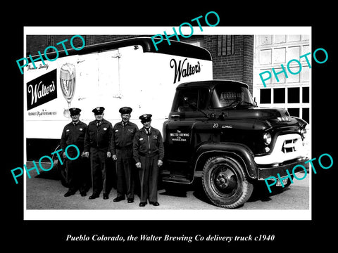 OLD LARGE HISTORIC PHOTO OF PUEBLO COLORADO, THE WALTER BREWERY TRUCK c1940