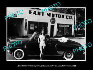 OLD LARGE HISTORIC PHOTO OF ARKADELPHIA ARKANSAS THE STUDEBAKER CAR GARAGE c1950