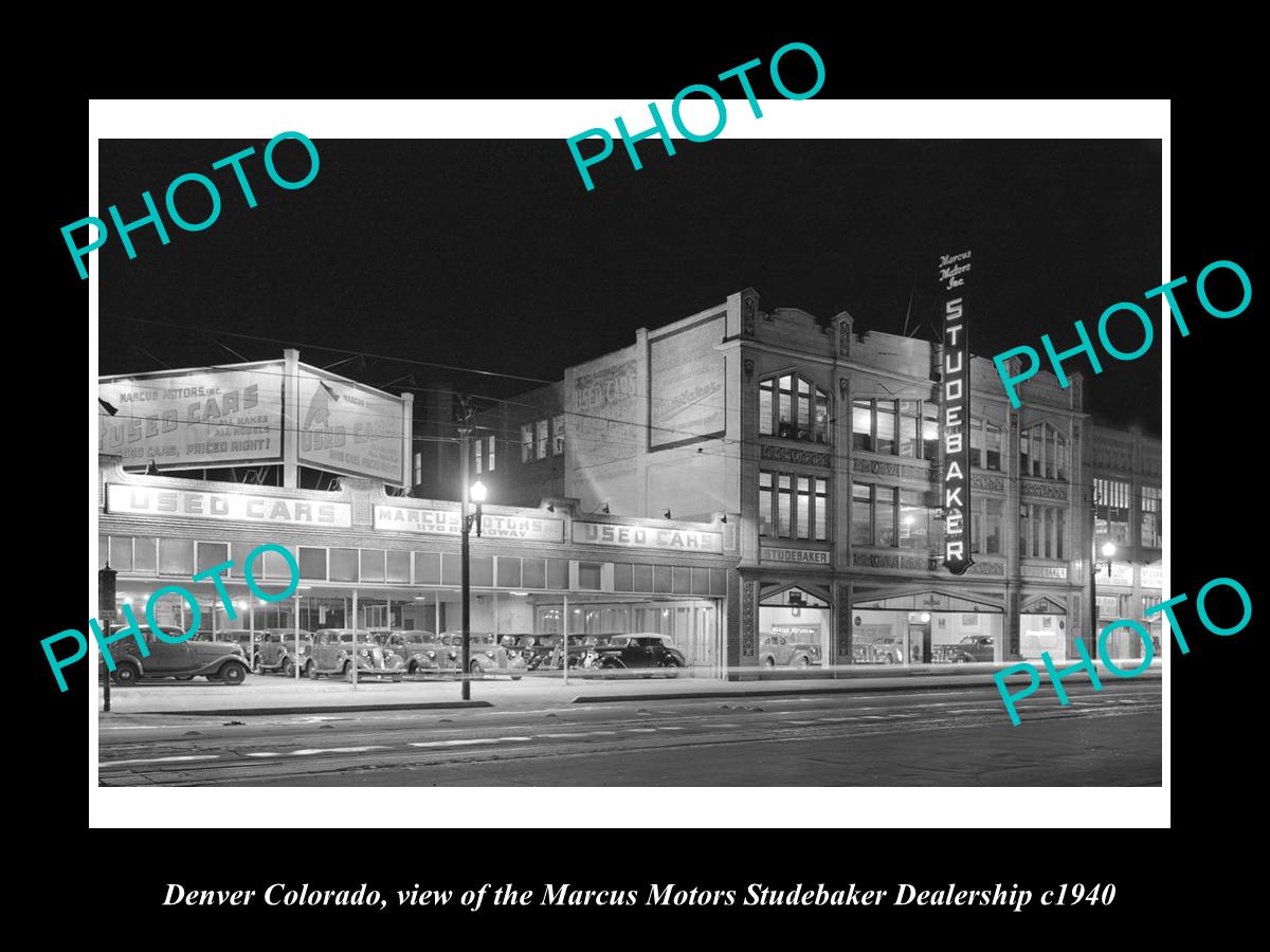 OLD LARGE HISTORIC PHOTO OF DENVER COLORADO, THE STUDEBAKER CAR DEALER c1940