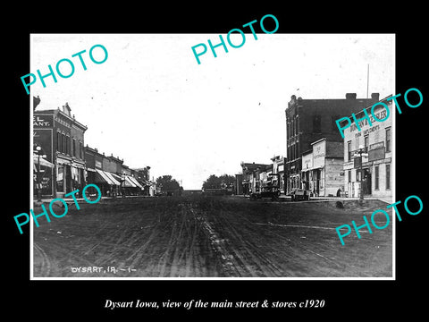 OLD LARGE HISTORIC PHOTO OF DYSART IOWA, THE MAIN STREET & STORES c1920