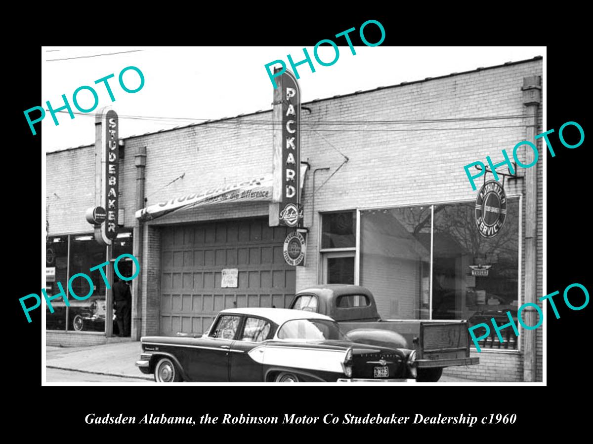 OLD LARGE HISTORIC PHOTO OF GADSDEN ALABAMA, THE STUDEBAKER PACKARD STORE c1960