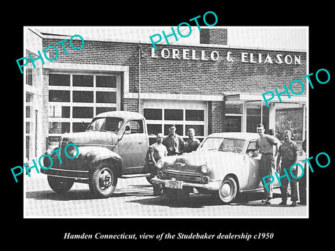 OLD LARGE HISTORIC PHOTO OF HAMDEN CONNECTICUT, THE STUDEBAKER DEALER c1950