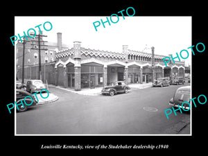 OLD LARGE HISTORIC PHOTO OF LOUISVILLE KENTUCKY, THE STUDEBAKER DEALERSHIP c1940