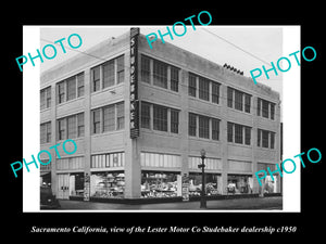 OLD LARGE HISTORIC PHOTO OF SACRAMENTO CALIFORNIA, THE STUDEBAKER DEALER c1950