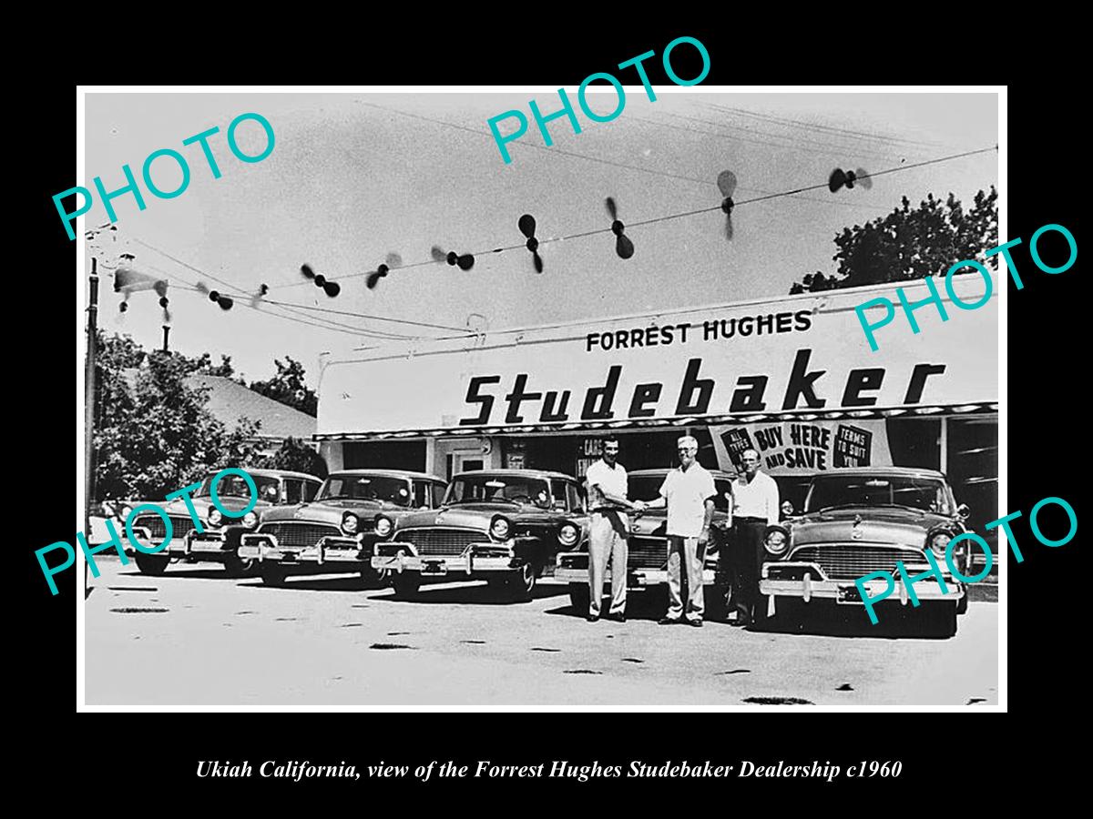 OLD LARGE HISTORIC PHOTO OF UKIAH CALIFORNIA THE STUDEBAKER DEALERSHIP c1960