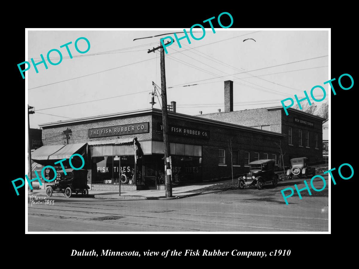 OLD LARGE HISTORIC PHOTO OF DULUTH MINNESOTA, VIEW OF FISK RUBBER Co STORE c1910