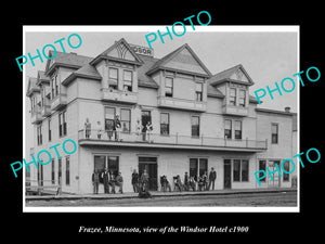 OLD LARGE HISTORIC PHOTO OF FRAZEE MINNESOTA, VIEW OF THE WINDSOR HOTEL c1900