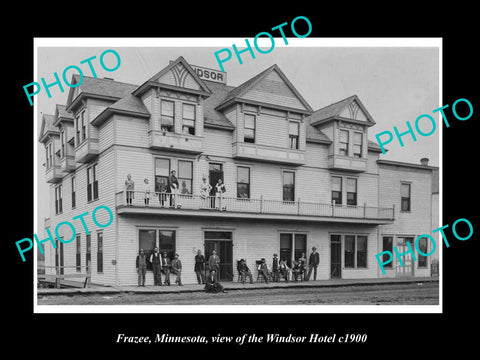 OLD LARGE HISTORIC PHOTO OF FRAZEE MINNESOTA, VIEW OF THE WINDSOR HOTEL c1900