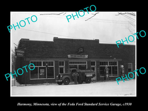 OLD LARGE HISTORIC PHOTO OF HARMONY MINNESOTA, THE FORD MOTOR GARAGE c1930