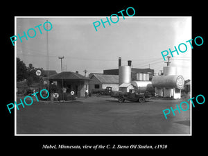 OLD LARGE HISTORIC PHOTO OF MABEL MINNESOTA, THE STENO SERVICE STATION c1920