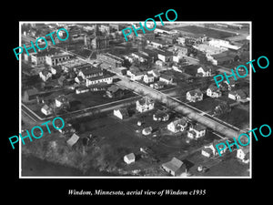 OLD LARGE HISTORIC PHOTO OF WINDOM MINNESOTA, AERIAL VIEW OF THE TOWN c1935