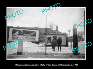 OLD LARGE HISTORIC PHOTO OF WINDOM MINNESOTA, WHITE EAGLE OIL GAS STATION c1920