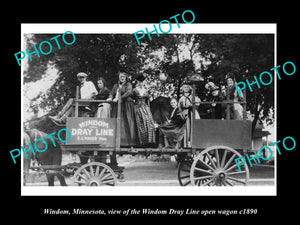 OLD LARGE HISTORIC PHOTO OF WINDOM MINNESOTA, THE WINDOM DRAY LINE WAGON c1890