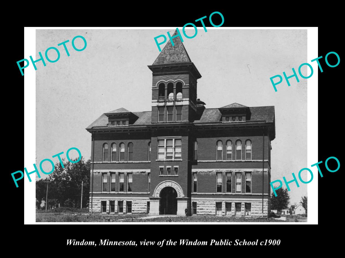 OLD LARGE HISTORIC PHOTO OF WINDOM MINNESOTA, THE PUBLIC SCHOOL BUILDING c1900