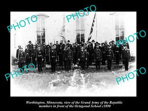 OLD HISTORIC PHOTO OF WORTHINGTON MINNESOTA, GRAND ARMY OF THE REPUBLIC c1890