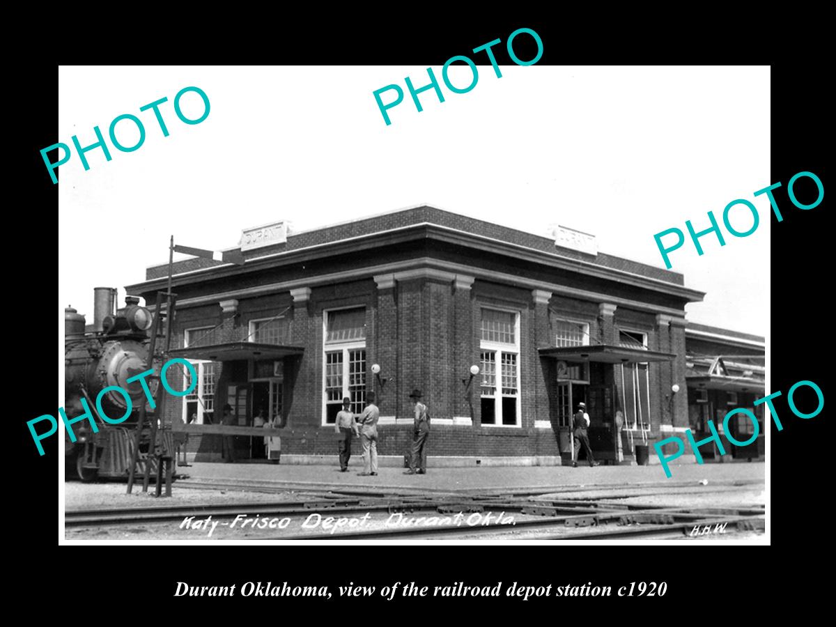 OLD LARGE HISTORIC PHOTO OF DURANT OKLAHOMA, THE RAILROAD DEPOT STATION c1920